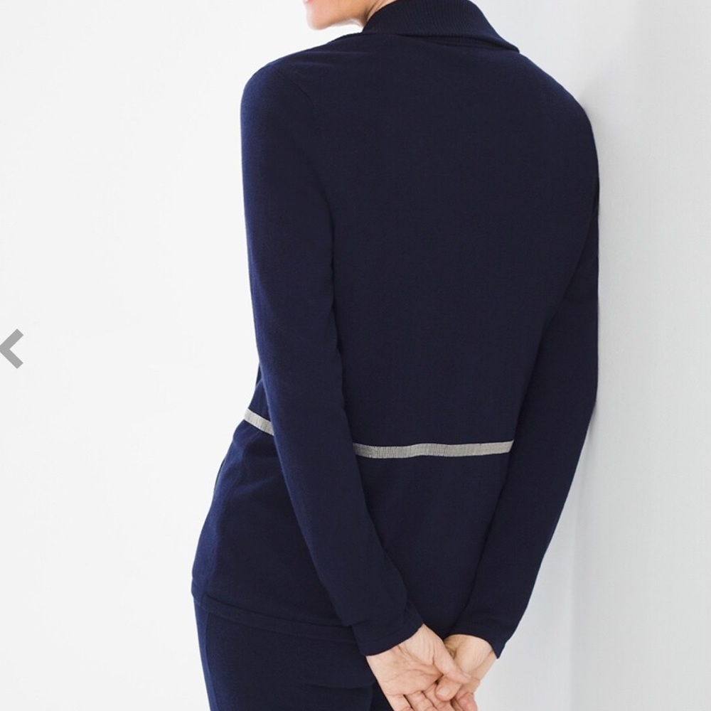 Zenergy Cotton Cashmere-Blend Beaded-Trim Jacket Size M - Picture 3 of 14